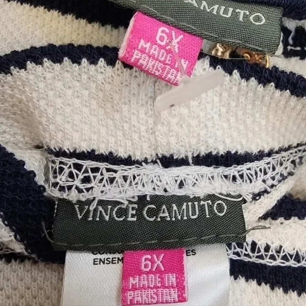 Vince Camuto Navy and White Striped Knit Set